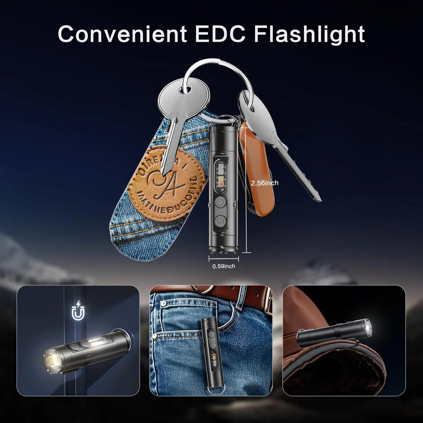 Mini Linterna 6 en 1 Recargable – 500 Lúmenes con Encendedor Electrónico, Luz UV y Base Magnética