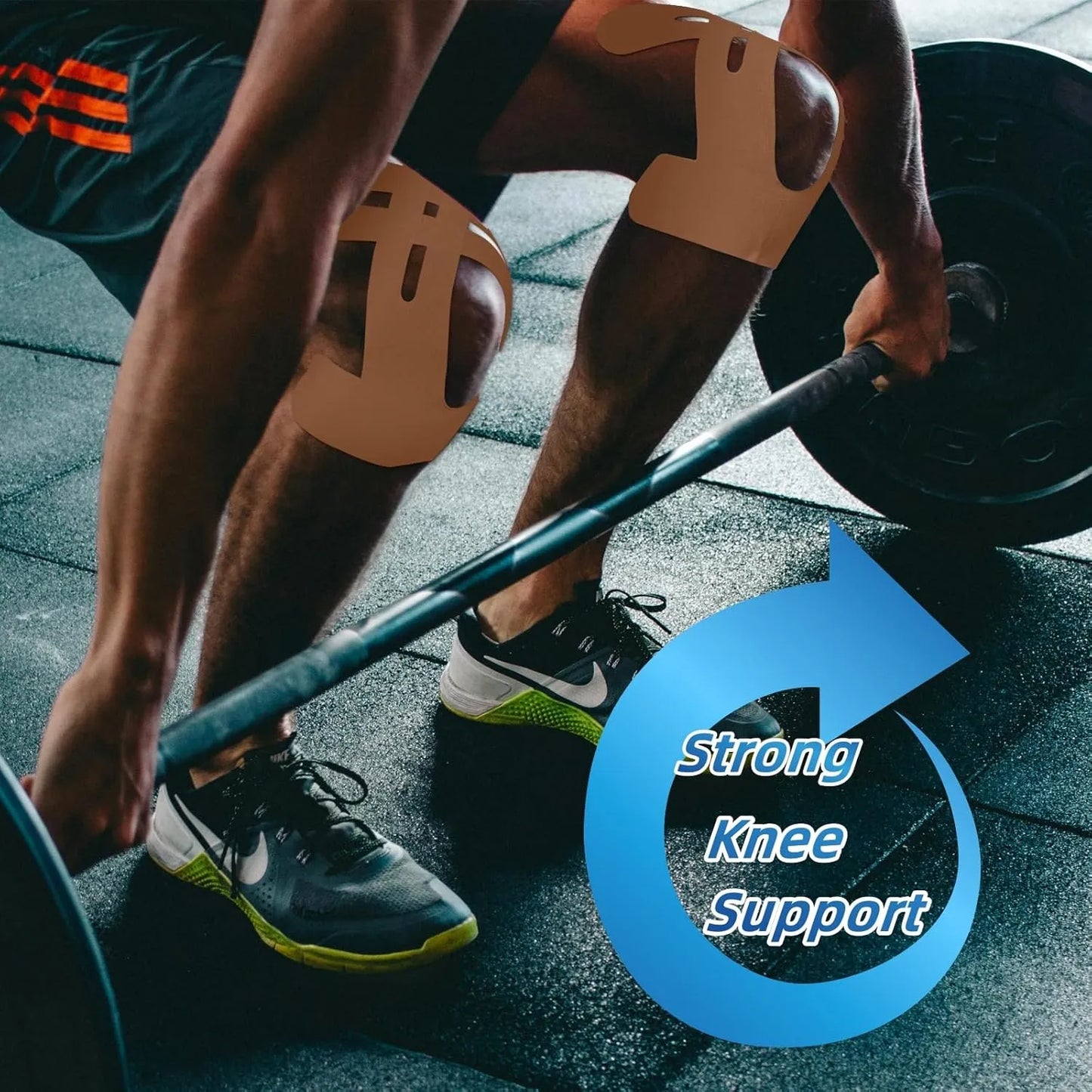 Cinta Kinesiológica Pre-cortada para Rodilla – 10 Tiras para Soporte y Estabilida