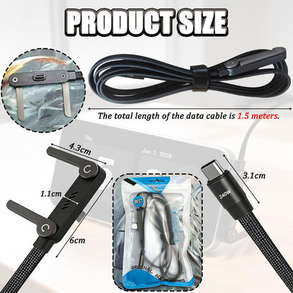 Cable de Carga Inteligente 2 en 1 de 240W con Soporte para Teléfono